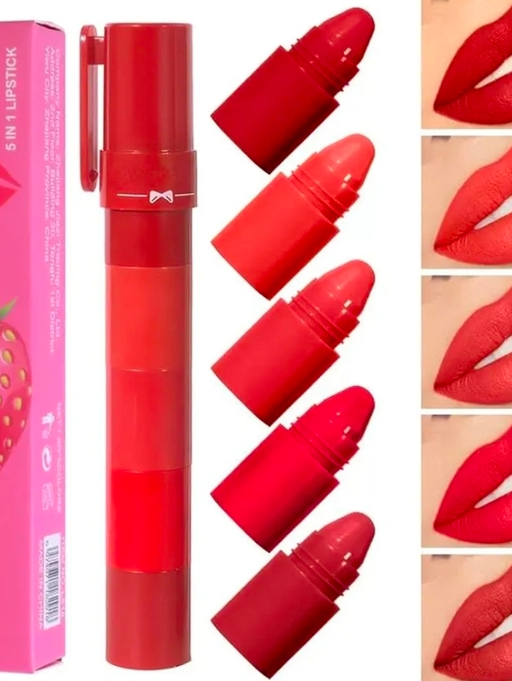 🦄 5-Color Lipstick Set - Velvet Matte Lip Look, Nude Matte Soft Deep Shades